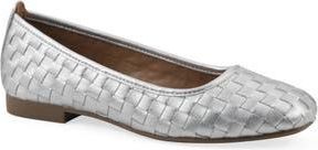White Mountain Boccie Woven Leather Ballet Flat in Silver/Smooth at Nordstrom Rack, Size 8.5