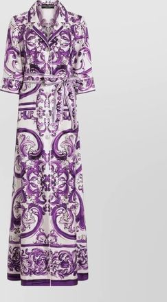 Dolce & Gabbana printed midi dress detachable belt waist