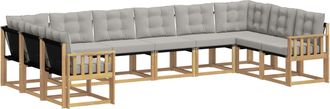 vidaXL Conjunto De Sof&aacute;s De Exterior 10 Uds. Blanco Y Gris Claro Vidaxl
