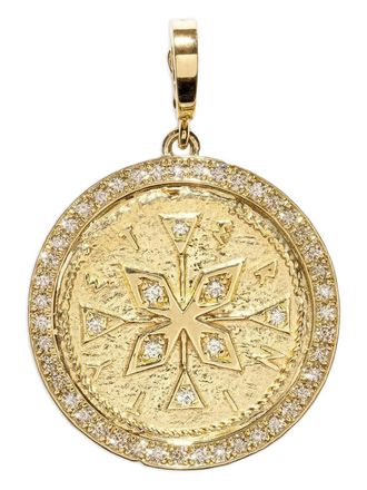 Azlee large compass diamond pendant - Gold