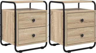 vidaXL Mesa De Noche 2 Uds. Roble Sonoma Madera De Ingenier&iacute;a Vidaxl