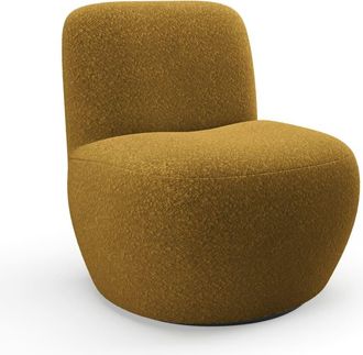 Sia Home Sill&oacute;n giratorio de tejido boucl&eacute; mostaza