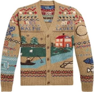 Polo Ralph Lauren Gilet in jacquard intarsiato - - Knitwear - Uomo - Multicolore - L