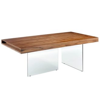 Angel Cerd&aacute; Mesa comedor nogal patas cristal