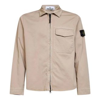Stone Island Light Jackets, male, Beige, Size: 2XL Zip-Up Jacket