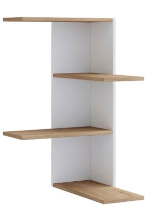 MID.YOU Mid.you Eckregal, Weiß, Honigeiche, Holzwerkstoff, 2 Fächer, 45x77x45 cm, hängend, Wohnzimmer, Regale, Eckregale