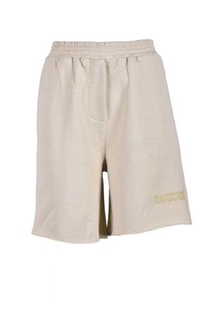 Douuod Beige Elastic Cotton Shorts