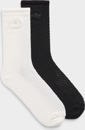 adidas Womens Trefoil logo openwork knit socks Set of 2