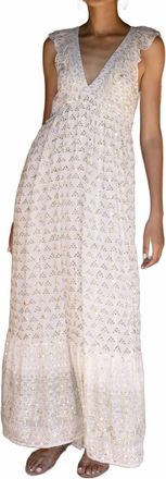 Oliphant Ruffle V-Neck Maxi Dress In Juniper Olive