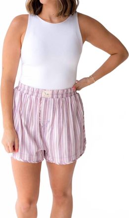 Free People Day To Day Flannel Boxer Shorts In Burgundy Combo