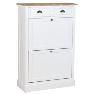 Wanderlust Deco Mueble zapatero de madera 2 cajones y 2 puertas blanco 80x33x120.5h cm