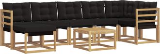 vidaXL Conjunto De Sof&aacute;s De Exterior 8 Uds. Blanco Y Negro Vidaxl