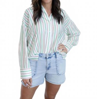 Ichi Katy Stripe Top In Green