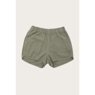 Bridge & Burn Luca Track Short in Olive Pinstripe at Nordstrom, Size Xx-Large