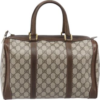 Gucci Gg Supreme Gg Canvas Beige Pvc Handbag (Pre-Owned)