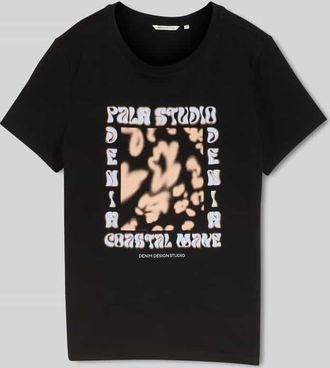Tom Tailor Denim Regular Fit T-Shirt aus reiner Baumwolle in Black, Gr&ouml;&szlig;e XS