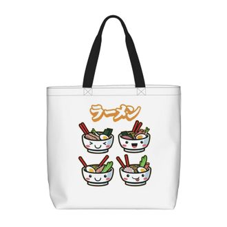 Generic Women Handbag Ramen Noodle Soup Pattern Daily Bag Reusable Folding Beach Travel Bags, For Holiday, Work, Wedding, School, Daily