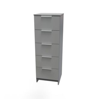 Welcome Furniture Paris Ready Assembled Tallboy Chest of Drawers with 5 Drawers - Uniform Matt & Dusk Grey - Welcome Furniture | TJ Hughes