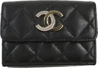Chanel Matelasse Black Grained Calfskin Wallet (Tri-Fold) (Pre-Owned)