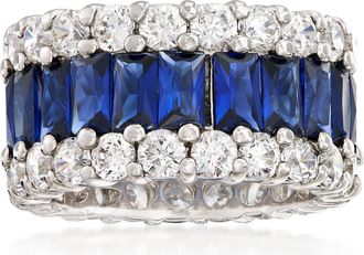 Ross-Simons Simulated Sapphire and CZ Eternity Band in Sterling Silver