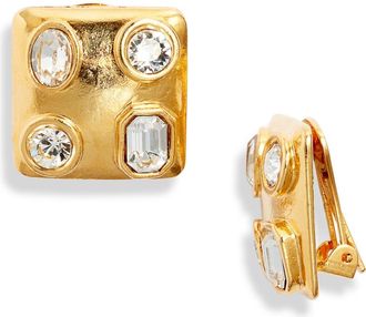 Kenneth Jay Lane Pav&eacute; Stud Earrings in Gold at Nordstrom