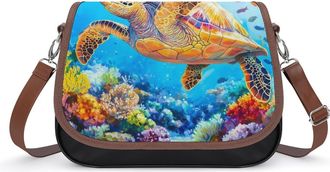 Generic Colorful Ocean Sea Turtle Small Womens Crossbody Bags Shoulder Handbag with Adjustable Strap for Travel