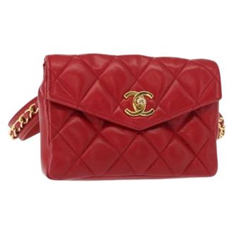 Chanel Pre-owned Belt Bags, female, Red, Size: ONE SIZE Pre-owned Vintage Leather Belt Bag