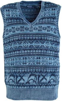 Ralph Lauren FAIR ISLE INDIGO COTTON SWEATER VEST