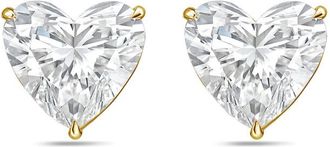 Diana M. Jewels 14Kt Yellow Gold 12.00 cts Lab Grown Heart shaped Diamond Studs