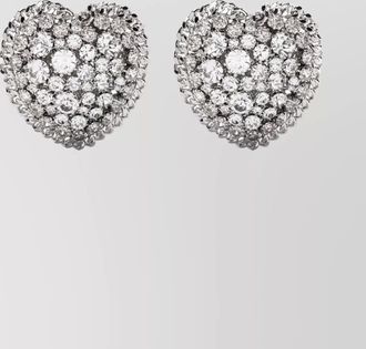 Alessandra Rich heart-shaped crystal earrings silver-tone finish