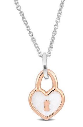 Delmar Enamel Heart Locket Pendant Necklace in Rose at Nordstrom Rack