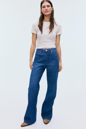 H&M Wide High Jeans in Dark Denim Blue at Nordstrom, Size 14
