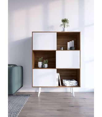 HERDASA Aparador 3 Puertas Modelo-881 Acabado Nogal/blanco, 131cm(alto) 101cm(ancho) 30cm(fondo)