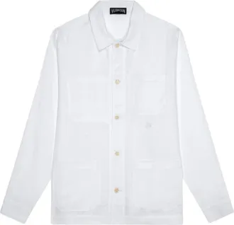 Vilebrequin Jassen, Heren, Wit, M, Linnen, Linnen Blouse met Knopen