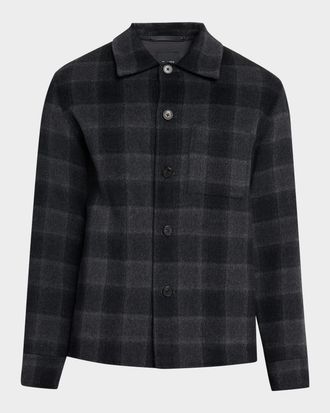 Theory Men & apos;s Double-Face Wool Check Overshirt with Pocket