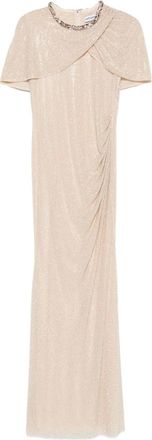 Self Portrait Verfraaide gedrapeerde maxi-jurk - Beige