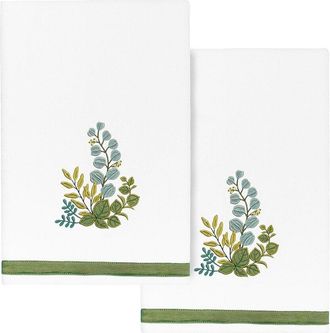 Linum Home Textiles 100% Turkish Cotton Botanica 2Pc Embellished Bath Towel Set