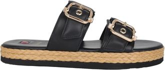 H&ouml;gl Gevlochten zool zwarte leren sandalen - Dames - Sandalen - Zwart - 37 EU - Leer - Schoenen
