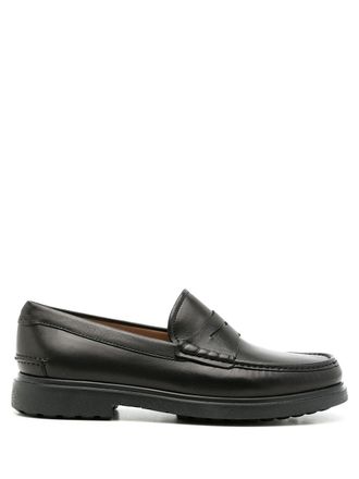 Ferragamo leather penny loafers - men - Calf Leather/Calf Leather/Rubber - 11.5 - Black