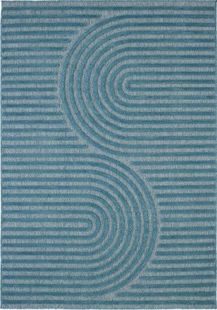 Nazar Rugs Alfombra azul interior/exterior, motivo de grandes arcos 80x300