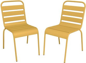 Vente-Unique Sedia da giardino impilabile in Metallo Giallo senape - Lotto di 2 - MIRMANDE di MYLIA