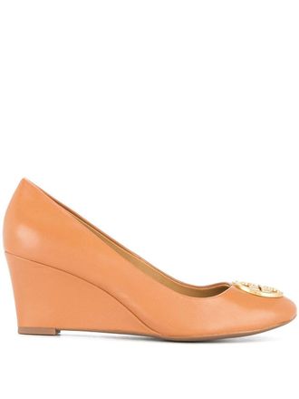 Tory Burch Chelsea 65mm wedges - women - Rubber/Leather/Sheepskin - 6 - Brown