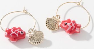 Simons Womens Seashell and fish fine Hoop Earrings