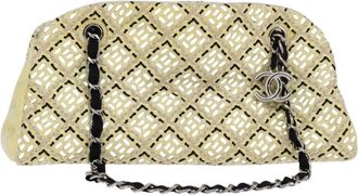 Chanel Just Mademoiselle Bag Woven Stitch Patent Beige Patent_Leather Bag (Pre-Owned)