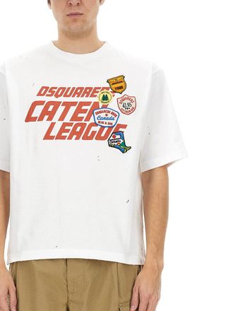 Dsquared2 Printed Cotton T-Shirt - White