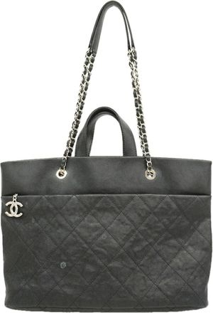 Chanel Black Grained Calfskin Tote Bag (Pre-Owned)