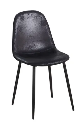 Regalos Miguel Sillas Comedor - Silla Black Teok Polipiel Vintage - Negro