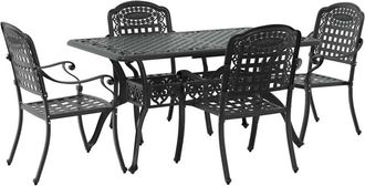 vidaXL Garden Dining Set 5 pcs Black Aluminium vidaXL
