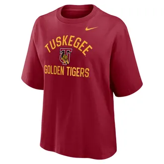 Nike Womens College (Tuskegee University) Boxy T-Shirt in Red | W11668TUSU26-CRM
