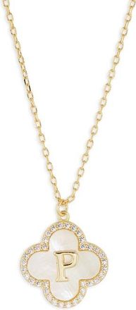Argento Vivo Clover Mother-of-Pearl Initial Pendant Necklace in Gold at Nordstrom